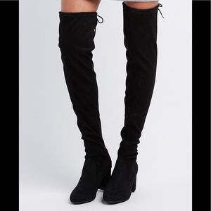 Black Thigh High Tie Boots